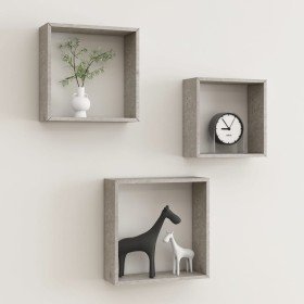 Estantes cubo de pared 3 unidades gris hormigón en Estanterías | Comprar online en Foru.es