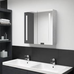 Armario de baño con espejo LED gris hormigón 62x14x60 cm de vidaXL, Tocadores de baño - Ref: Foro24-326518, Precio: 109,73 €,...