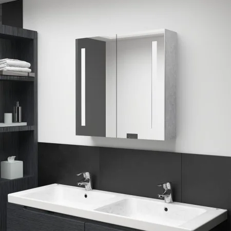 Armario de baño con espejo LED gris hormigón 62x14x60 cm de vidaXL, Tocadores de baño - Ref: Foro24-326518, Precio: 108,54 €,...