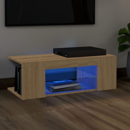 Mueble de TV con luces LED roble Sonoma 90x39x30 cm de vidaXL, Muebles TV - Ref: Foro24-804241, Precio: 50,47 €, Descuento: %