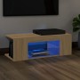 Mueble de TV con luces LED roble Sonoma 90x39x30 cm de vidaXL, Muebles TV - Ref: Foro24-804241, Precio: 50,47 €, Descuento: %
