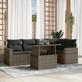 Set de muebles de jardín 6 pzas y cojines ratán sintético gris en Conjuntos de jardín | Comprar online en Foru.es
