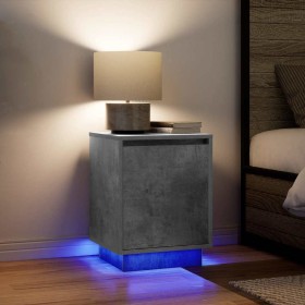 Mesitas de noche con luces LED 2 uds gris hormigón 38x34x50 cm de , Mesitas de noche - Ref: Foro24-861272, Precio: 85,55 €, D...