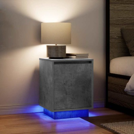 Mesitas de noche con luces LED 2 uds gris hormigón 38x34x50 cm de , Mesitas de noche - Ref: Foro24-861272, Precio: 85,55 €, D...