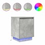 Mesitas de noche con luces LED 2 uds gris hormigón 38x34x50 cm de , Mesitas de noche - Ref: Foro24-861272, Precio: 85,55 €, D...