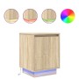 Mesillas de noche con luces LED 2 uds roble sonoma 38x34x50 cm de , Mesitas de noche - Ref: Foro24-861270, Precio: 84,12 €, D...