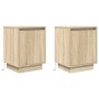 Mesillas de noche con luces LED 2 uds roble sonoma 38x34x50 cm de , Mesitas de noche - Ref: Foro24-861270, Precio: 84,12 €, D...