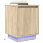 Mesillas de noche con luces LED 2 uds roble sonoma 38x34x50 cm de , Mesitas de noche - Ref: Foro24-861270, Precio: 84,12 €, D...