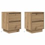Mesitas de noche con luces LED 2 uds roble artisan 38x34x50 cm de , Mesitas de noche - Ref: Foro24-861300, Precio: 110,45 €, ...