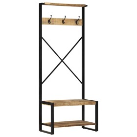 Perchero de madera maciza de mango rugoso 80x40x190 cm de , Estantes y estanterías - Ref: Foro24-4015961, Precio: 144,22 €, D...