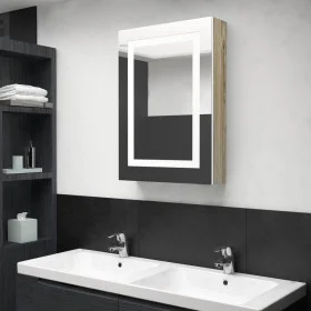 Armario de baño con espejo y LED blanco y roble 50x13x70 cm de vidaXL, Tocadores de baño - Ref: Foro24-326493, Precio: 140,61...