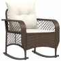 Silla mecedora de jardín con cojines ratán sintético marrón de , Sillas de jardín - Ref: Foro24-4104194, Precio: 121,06 €, De...