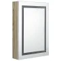 Armario de baño con espejo y LED blanco y roble 50x13x70 cm de vidaXL, Tocadores de baño - Ref: Foro24-326493, Precio: 140,61...