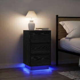 Mesilla de noche con luces LED negro38x34x65 cm de , Mesitas de noche - Ref: Foro24-861302, Precio: 75,69 €, Descuento: %