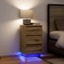 Mesilla de noche con luces LED roble artesanal 38x34x65 cm de , Mesitas de noche - Ref: Foro24-861309, Precio: 74,68 €, Descu...