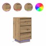 Mesilla de noche con luces LED roble artesanal 38x34x65 cm de , Mesitas de noche - Ref: Foro24-861309, Precio: 74,68 €, Descu...