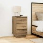 Mesilla de noche con luces LED roble artesanal 38x34x65 cm de , Mesitas de noche - Ref: Foro24-861309, Precio: 74,68 €, Descu...