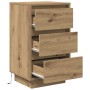 Mesilla de noche con luces LED roble artesanal 38x34x65 cm de , Mesitas de noche - Ref: Foro24-861309, Precio: 74,68 €, Descu...