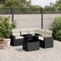 Set de sofás de jardín 6 piezas y cojines ratán sintético negro en Conjuntos de jardín | Comprar online en Foru.es