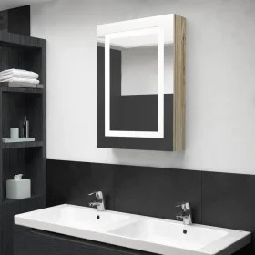 Armario de baño con espejo y LED color roble 50x13x70 cm de vidaXL, Tocadores de baño - Ref: Foro24-326492, Precio: 137,96 €,...