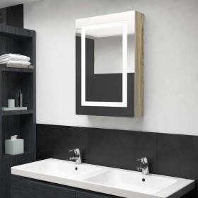 Armario de baño con espejo y LED color roble 50x13x70 cm de vidaXL, Tocadores de baño - Ref: Foro24-326492, Precio: 146,99 €,...