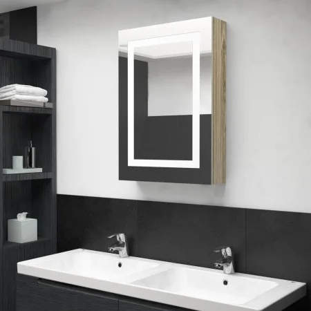 Armario de baño con espejo y LED color roble 50x13x70 cm de vidaXL, Tocadores de baño - Ref: Foro24-326492, Precio: 137,96 €,...