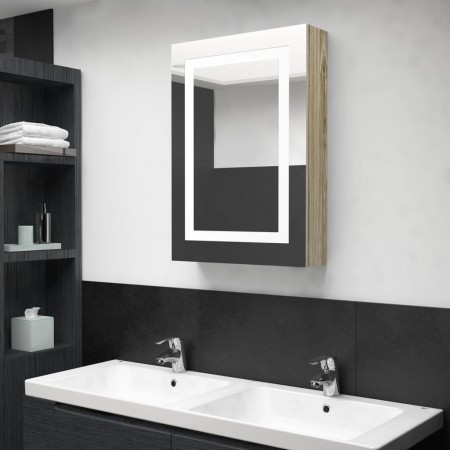Armario de baño con espejo y LED color roble 50x13x70 cm de vidaXL, Tocadores de baño - Ref: Foro24-326492, Precio: 146,99 €,...