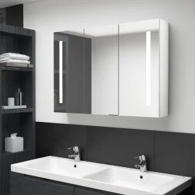 Mueble de baño con espejo LED blanco brillante 89x14x62 cm de vidaXL, Tocadores de baño - Ref: Foro24-326531, Precio: 133,20 ...