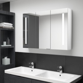 Mueble de baño con espejo LED blanco brillante 89x14x62 cm de vidaXL, Tocadores de baño - Ref: Foro24-326531, Precio: 134,08 ...