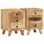 Mesilla de noche 2 uds 37x32x50 cm madera mango rugosa de , Mesitas de noche - Ref: Foro24-4104516, Precio: 241,99 €, Descuen...