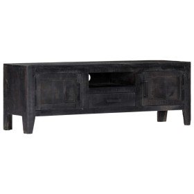 Mueble para TV de madera maciza de mango negro 118x30x40 cm en Armarios y almacenamiento | Comprar online en Foru.es