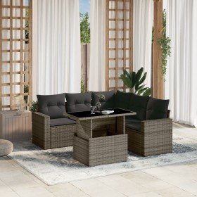 Set de muebles de jardín 6 pzas y cojines ratán sintético gris en Conjuntos de jardín | Comprar online en Foru.es