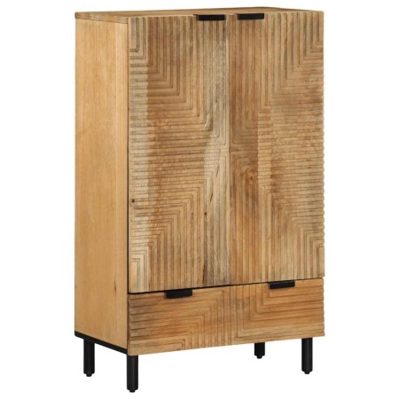 Aparador alto madera maciza de mango marrón 60x33x100 cm de , Almacenamiento para CD y DVD - Ref: Foro24-4017750, Precio: 261...