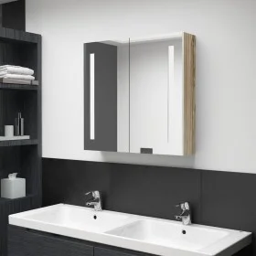 Armario de baño con espejo y LED blanco y roble 62x14x60 cm de vidaXL, Tocadores de baño - Ref: Foro24-326523, Precio: 115,02...