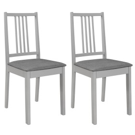 Sillas de comedor con cojines de madera maciza gris 2 unidades de , Sillas de comedor - Ref: Foro24-247638, Precio: 123,77 €,...