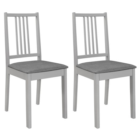 Sillas de comedor con cojines de madera maciza gris 2 unidades de , Sillas de comedor - Ref: Foro24-247638, Precio: 123,77 €,...