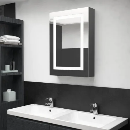 Armario de baño con espejo LED gris brillante 50x13x70 cm de vidaXL, Tocadores de baño - Ref: Foro24-326491, Precio: 133,62 €...