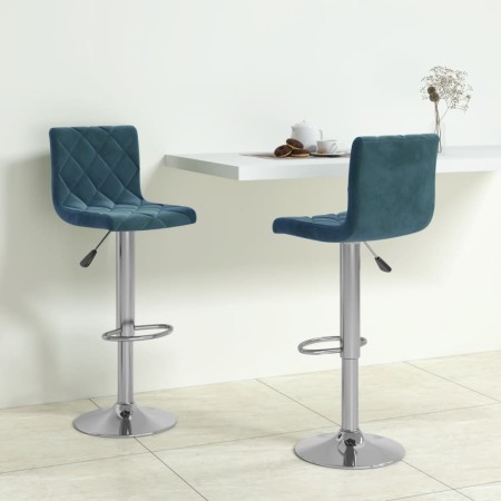 Taburetes de cocina 2 unidades terciopelo azul de , Taburetes de cocina - Ref: Foro24-333691, Precio: 132,23 €, Descuento: %
