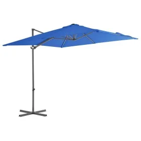 Sombrilla voladiza con poste de acero azul celeste 250x250 cm de vidaXL, Sombrillas - Ref: Foro24-46991, Precio: 69,83 €, Des...