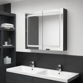 Armario de baño con espejo LED negro brillante 80x12x68 cm de vidaXL, Tocadores de baño - Ref: Foro24-326512, Precio: 187,15 ...