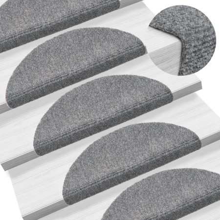 Alfombrillas de escalera autoadhesivas 10 uds gris 56x17x3 cm de vidaXL, Alfombrillas para escalones - Ref: Foro24-149681, Pr...
