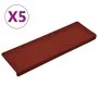 Alfombrillas de escalera 5 unidades rojo burdeos 65x21x4 cm de vidaXL, Alfombrillas para escalones - Ref: Foro24-149730, Prec...