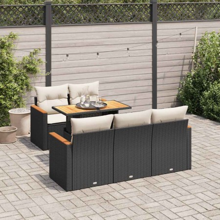 Set sofás jardín y cojines 6 pzas ratán sintético acacia negro de , Conjuntos de jardín - Ref: Foro24-3327437, Precio: 420,17...