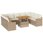 Set sofás jardín y cojines 10 pzas ratán sintético acacia beige de , Conjuntos de jardín - Ref: Foro24-3327530, Precio: 770,5...