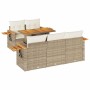 Set sofás jardín y cojines 6 pzas ratán sintético acacia beige de , Conjuntos de jardín - Ref: Foro24-3327551, Precio: 551,77...