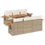 Set sofás jardín y cojines 7 pzas ratán sintético acacia beige de , Conjuntos de jardín - Ref: Foro24-3327558, Precio: 626,10...