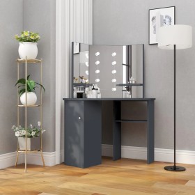 Tocador de esquina con LED gris 111x54x141,5 cm de vidaXL, Tocadores para dormitorios - Ref: Foro24-326532, Precio: 167,48 €,...
