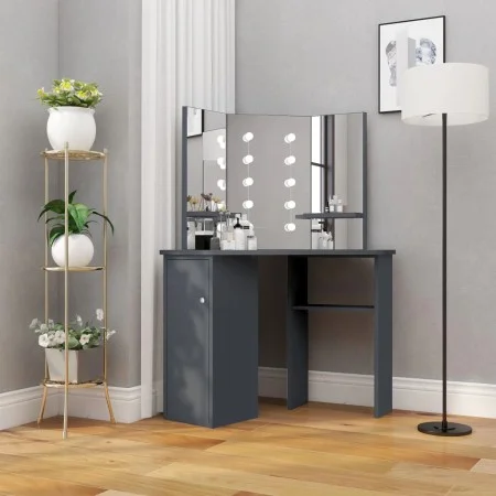 Tocador de esquina con LED gris 111x54x141,5 cm de vidaXL, Tocadores para dormitorios - Ref: Foro24-326532, Precio: 166,05 €,...
