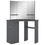 Tocador de esquina con LED gris 111x54x141,5 cm de vidaXL, Tocadores para dormitorios - Ref: Foro24-326532, Precio: 166,05 €,...