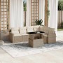 Set sofás de jardín 7 piezas y cojines ratán sintético beige en Conjuntos de jardín | Comprar online en Foru.es